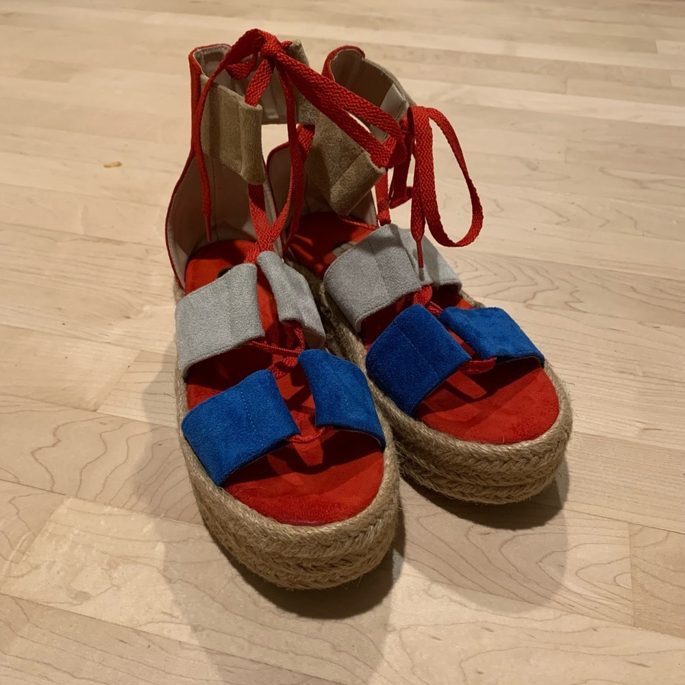 Multi Colored Espadrille Platform Sandals